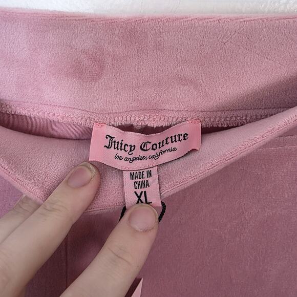 NEW Juicy Couture Pink OG Big Bling Y2K Girly Lounge Velour Track Pants Size XL - Picture 5 of 9